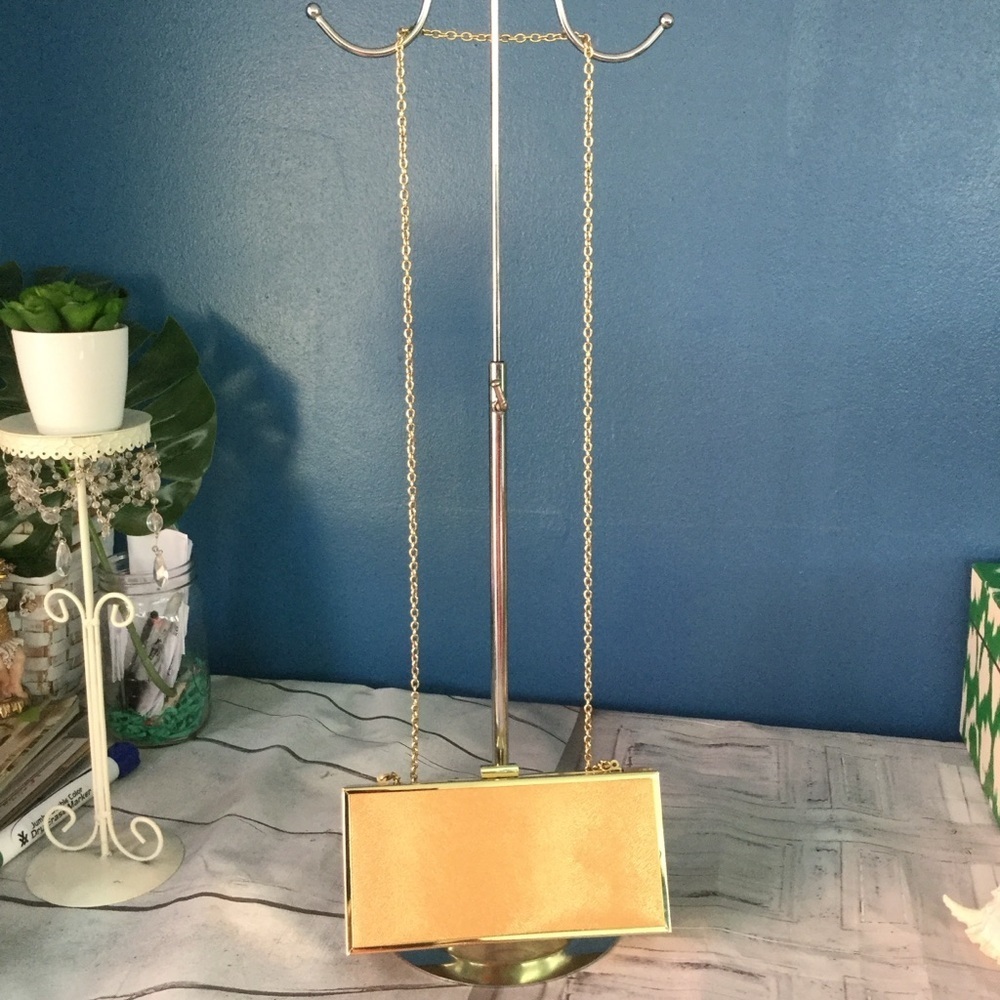 JustFab Gold Clutch with Elegant Flap Closure - Picture 7 of 8